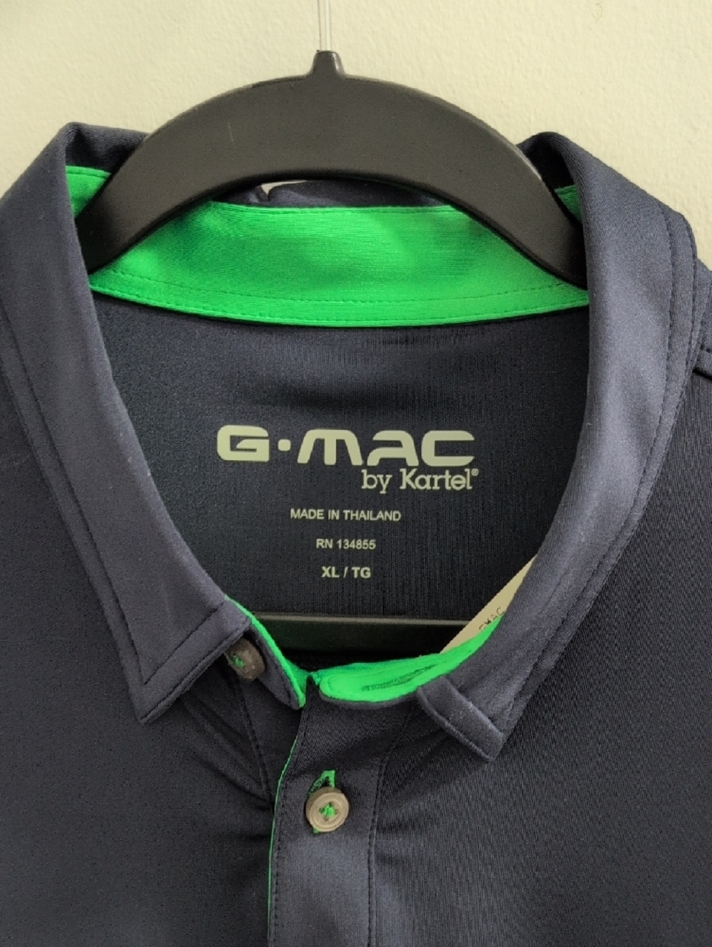 Baltusrol G-MAC by Kartell Men's Dark Navy Polo with Green Trim - Picture 4 of 7